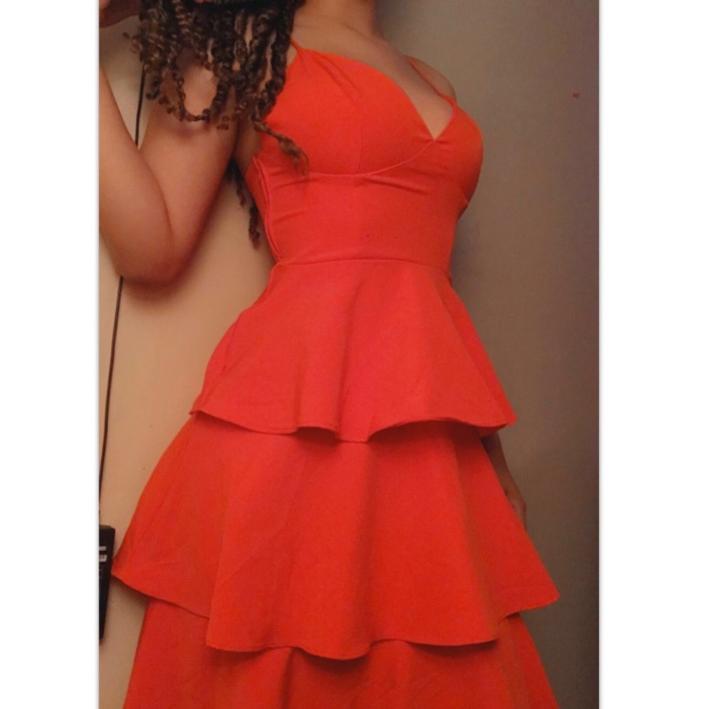 Red dress with flare